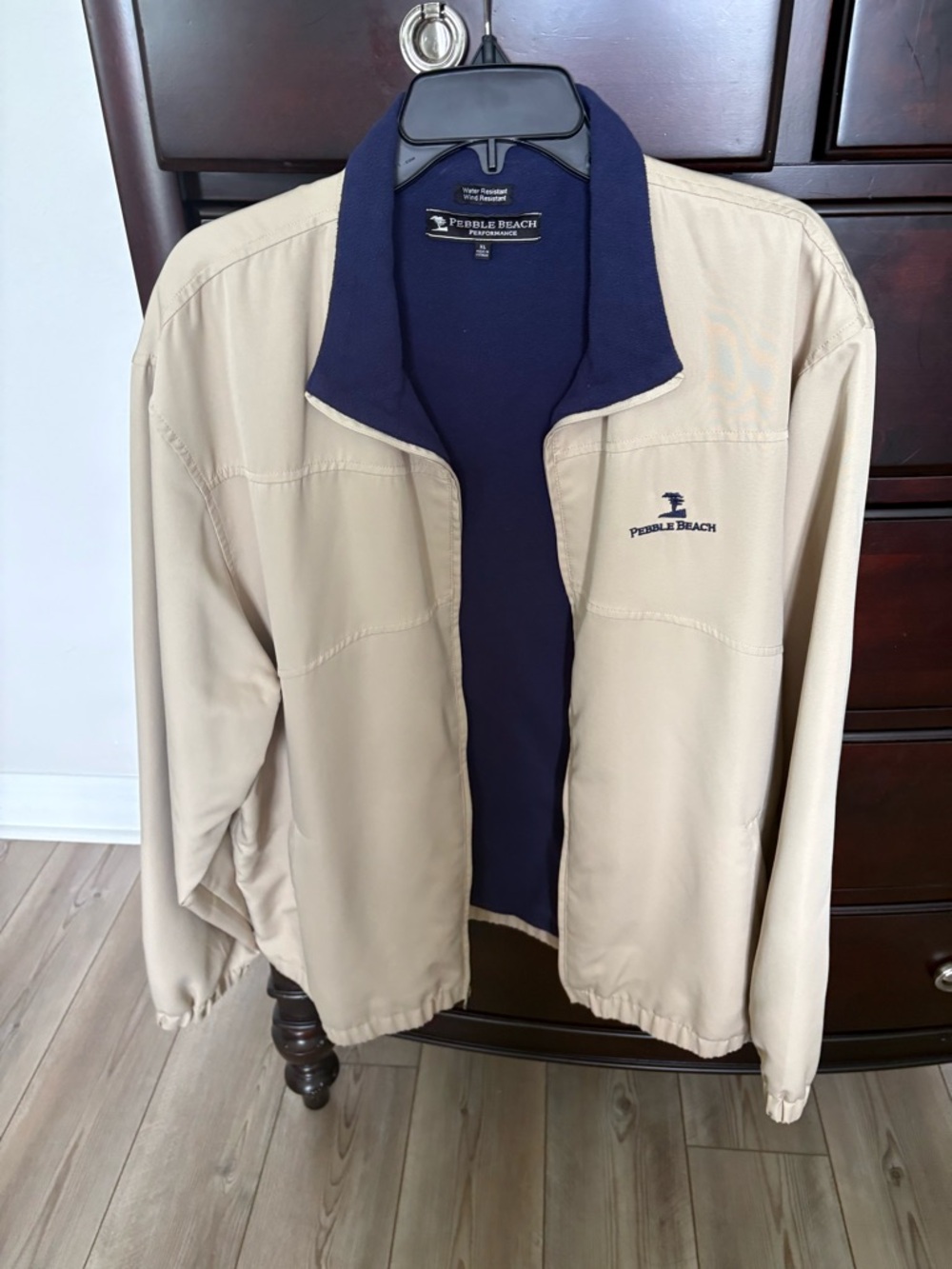 Pebble Beach Beige Lightweight Jacket with Navy Interior